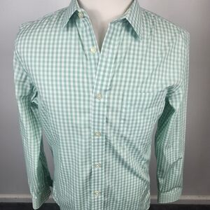 Banana Republic Mint Mens Medium Green Gingham Dress Shirt